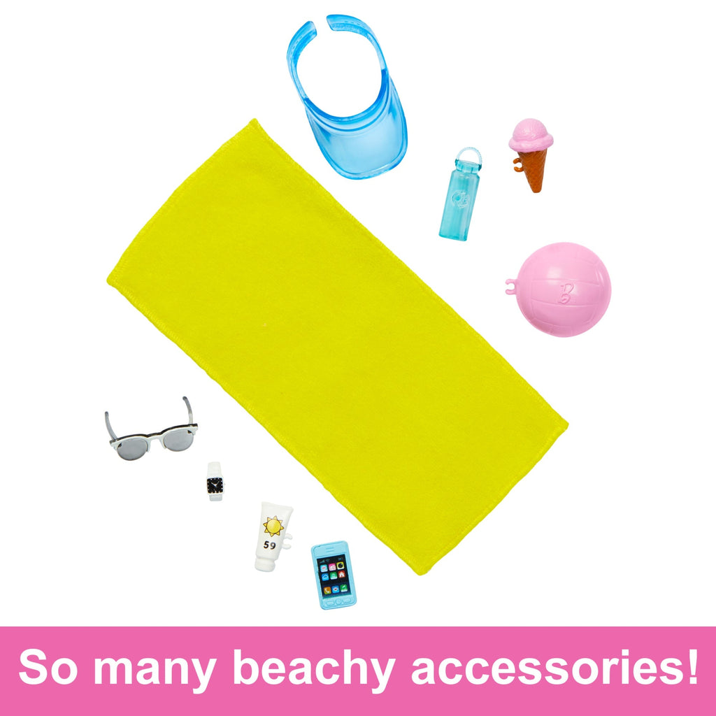 Blonde Ken Doll With Swim Trunks And Beach-Themed Accessories