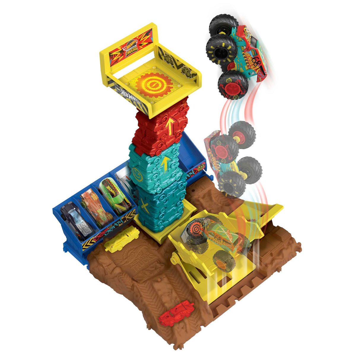 Hot Wheels Monster Trucks, Arena Smashers Demo Derby Car Jump Challenge