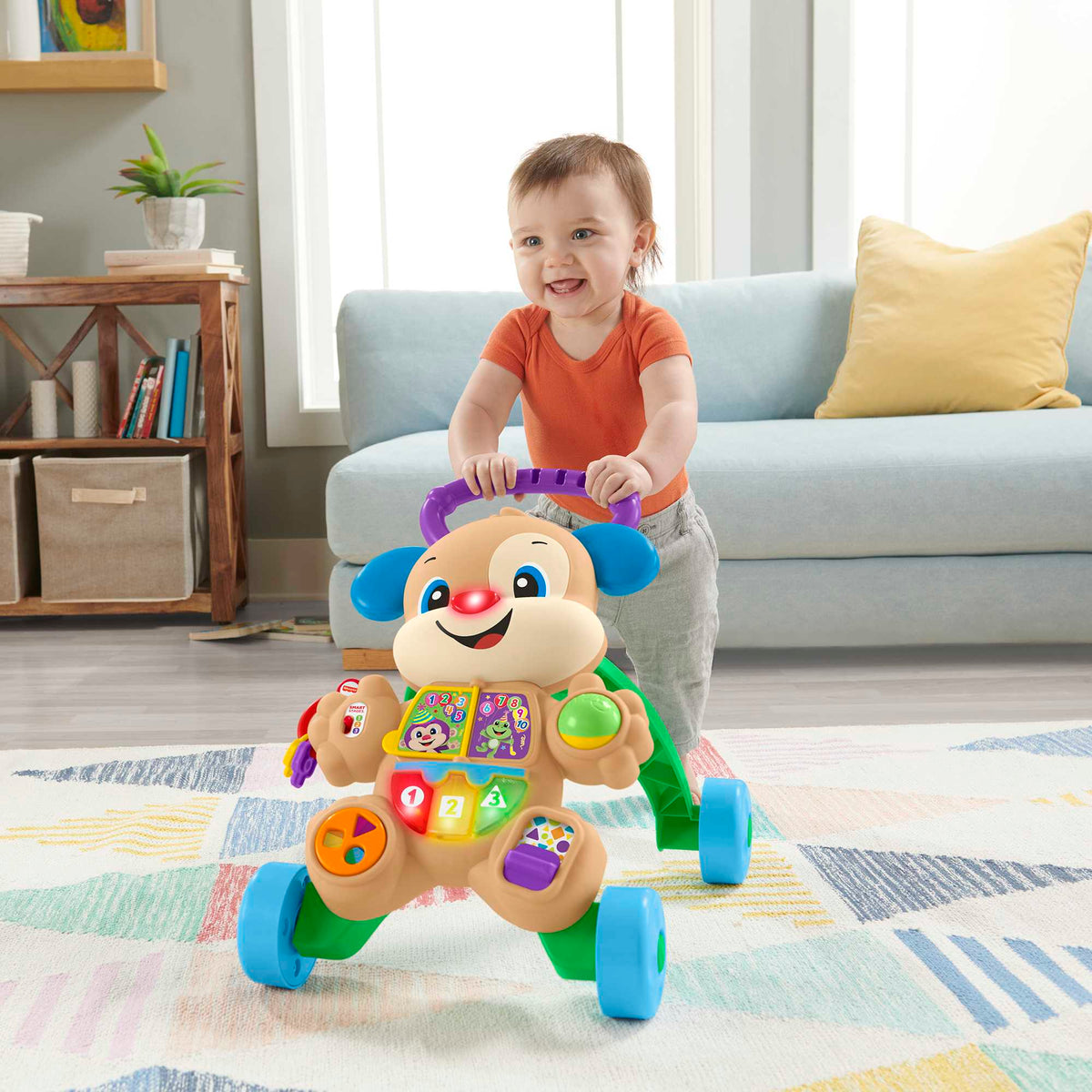Fisher-Price Rires et Éveil Éveil Progressif Trotteur Éducatif Puppy Version Anglaise et Française