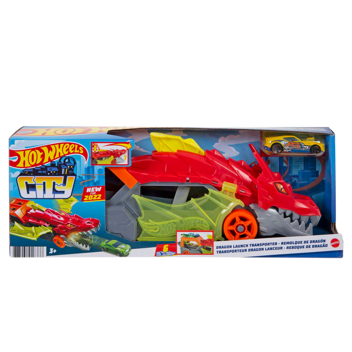 Hot Wheels City Pista de Brinquedo Reboque de Dragão